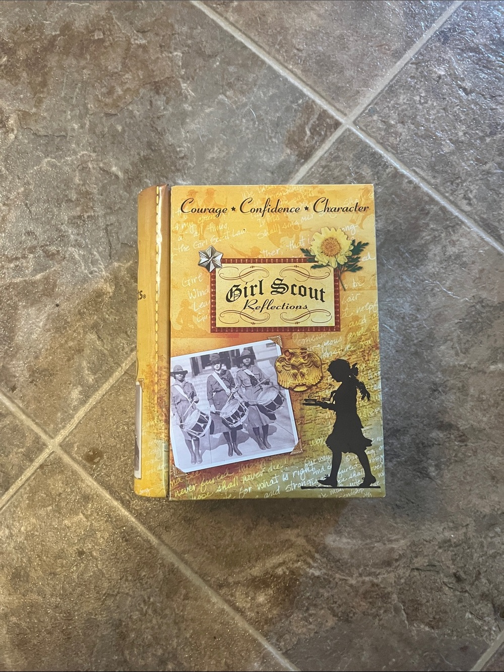Vintage Girl Scout Reflection Book-Shaped Tin